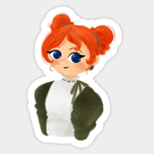 a girl with bunny hair Sticker